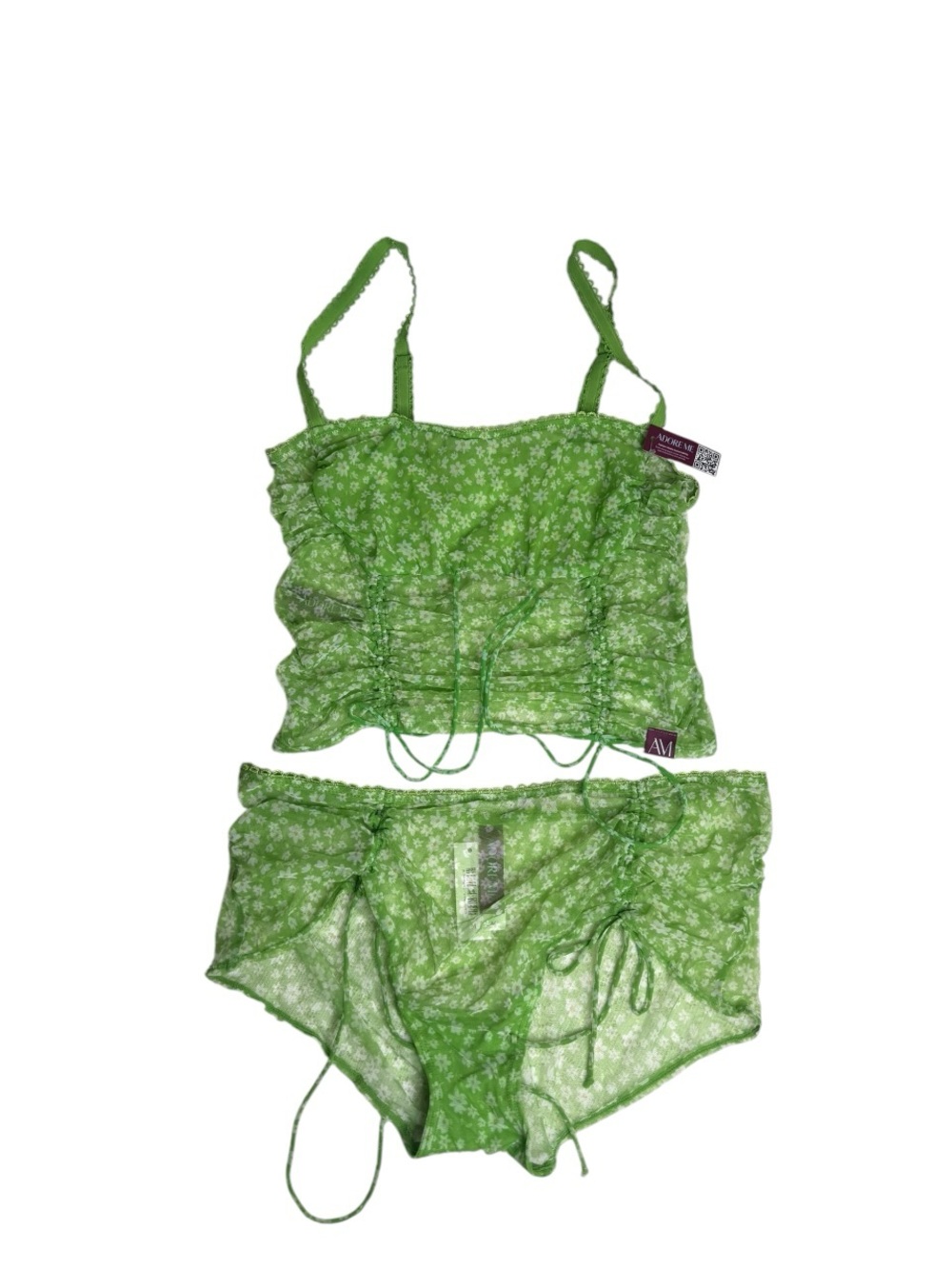 Adore Me Green Floral Sheer Cami and Shorts Sleep Set